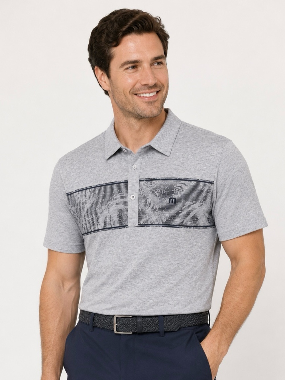 TravisMathew “Make Camp” Polo Shirt - Large - Heather Grey